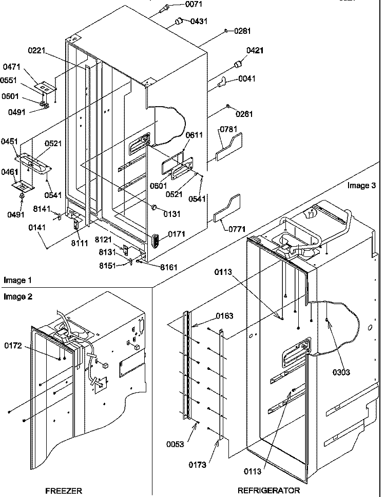 CABINET PARTS Diagram and Parts List for SBDE20S4SW P1190903W W Amana Refrigerator