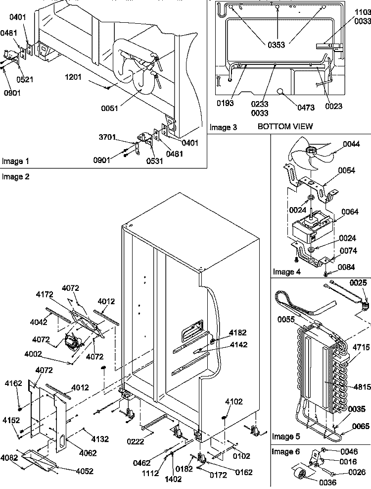 DRAIN SYSTEM, ROLLERS, AND EVAP ASSY Diagram and Parts List for SBDE20S4SW P1190903W W Amana Refrigerator