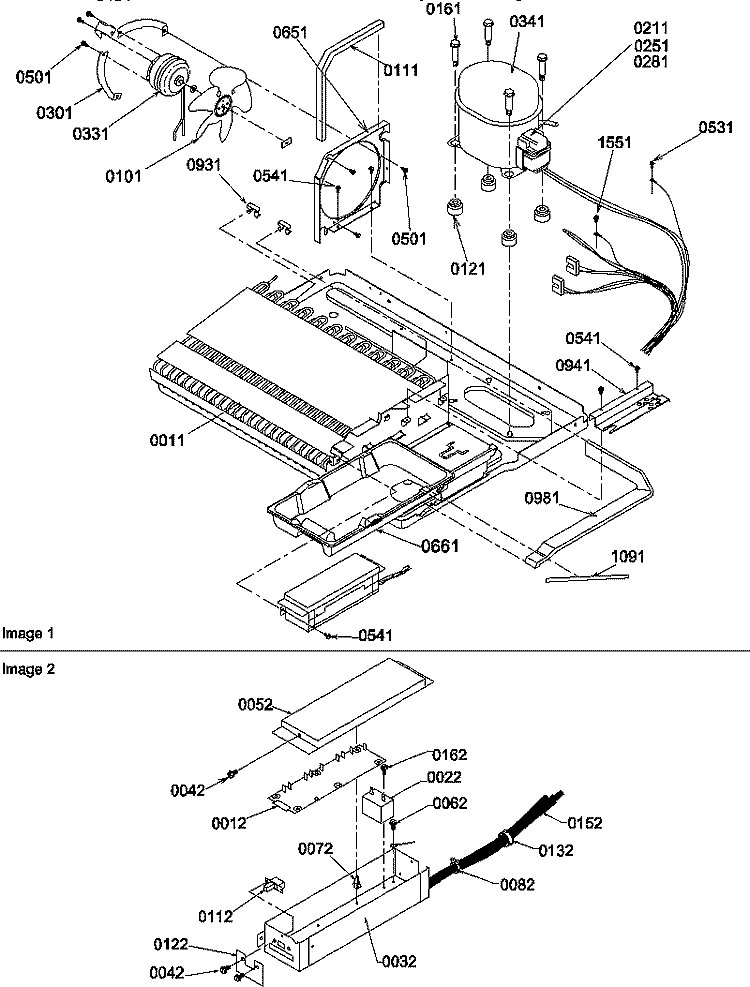 MACHINE COMPARTMENT Diagram and Parts List for SBDE20S4SW P1190903W W Amana Refrigerator