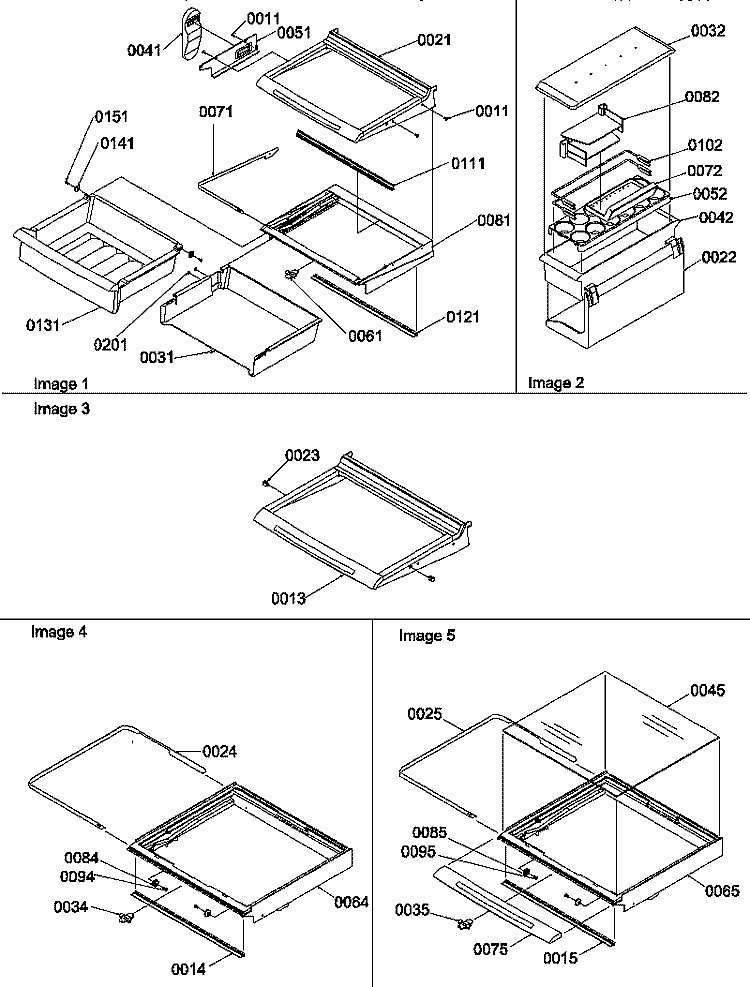 DELI, SHELF, CRISPER ASSEMBLIES & ACS Diagram and Parts List for SSD25TE P1314201W E Amana Refrigerator