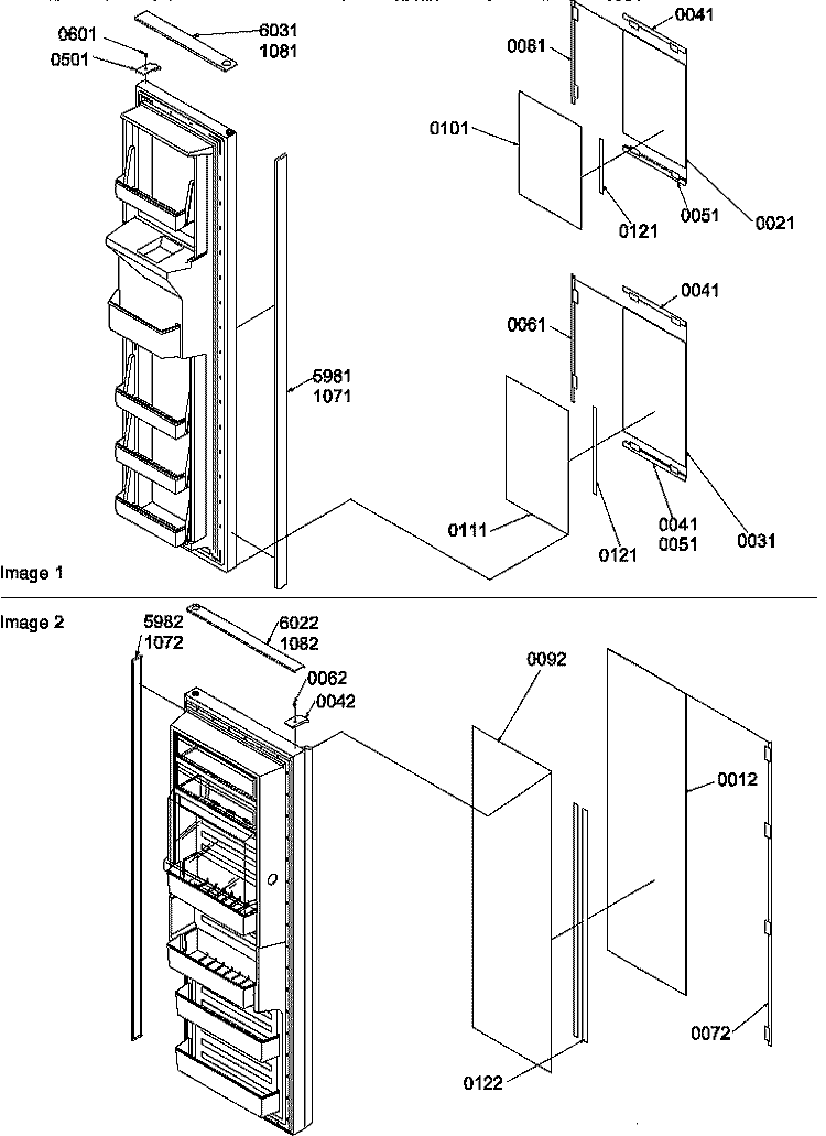 REF / FZ DOOR TRIM AND PANELS Diagram and Parts List for SRD22VPSE P1190330W E Amana Refrigerator