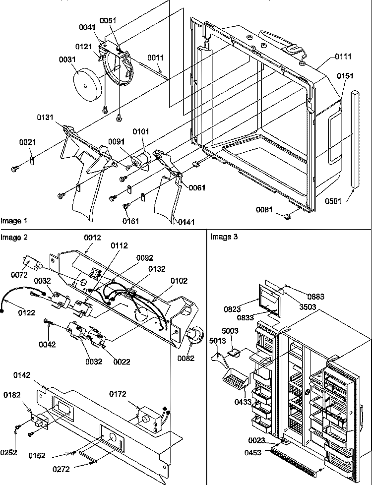 ICE - WATER CAV / ELEC BRKT ASSY / TOE GRILLE Diagram and Parts List for SRD22VPSE P1190330W E Amana Refrigerator