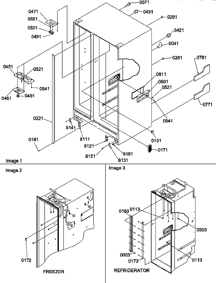 CABINT PARTS Diagram and Parts List for SRD22VPSE P1190330W E Amana Refrigerator