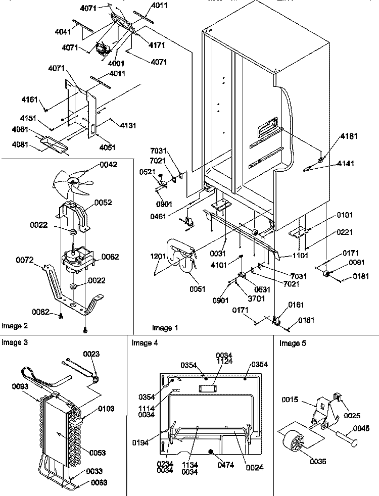 DRAIN SYSTEM, ROLLERS, AND EVAP ASSY Diagram and Parts List for SRD22VPSE P1190330W E Amana Refrigerator