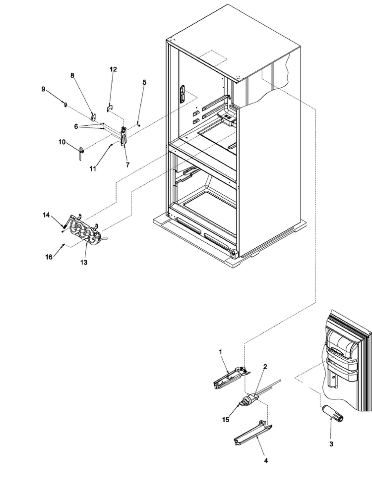 Water Dispenser/filter Diagram and Parts List for JCB2058GEW-PJCB205  Jenn-Air Refrigerator