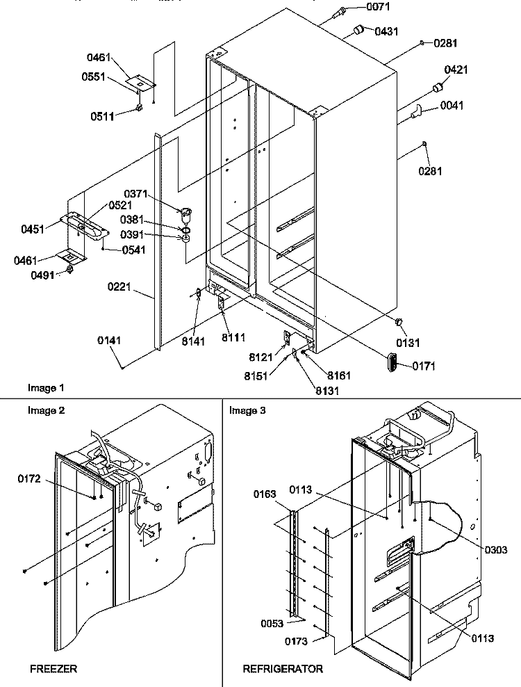 CABINET PARTS Diagram and Parts List for SCD22TBL P1303515W L Amana Refrigerator
