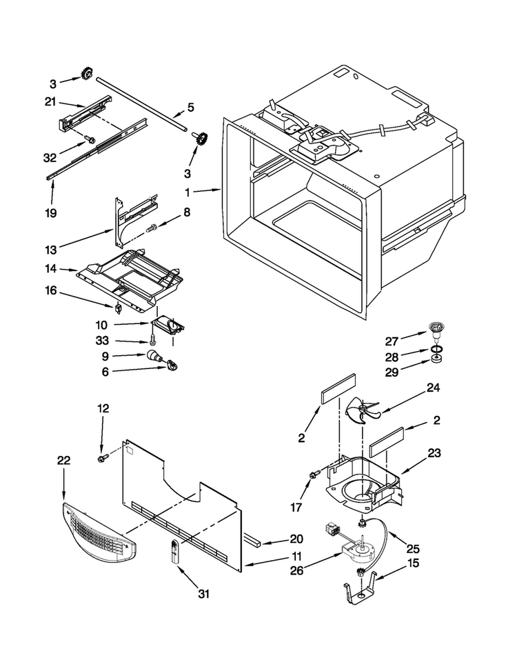 Freezer Liner Parts Diagram and Parts List for MFT2771WEM3  Maytag Refrigerator