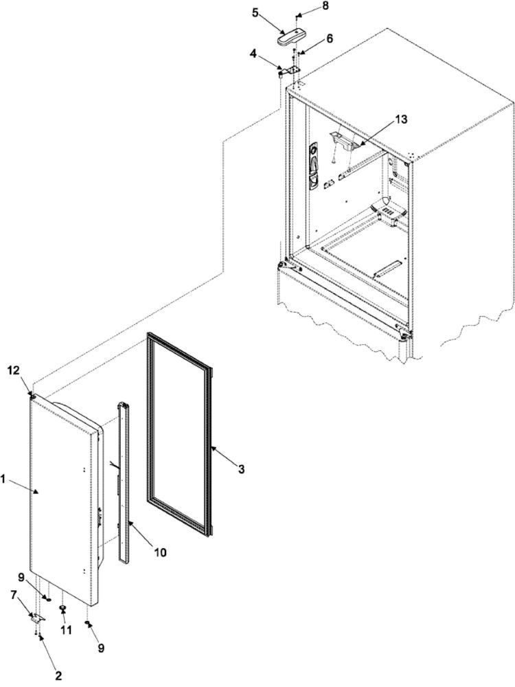 Left Refrigerator Door Diagram and Parts List for AFD2535DEW0  Amana Refrigerator