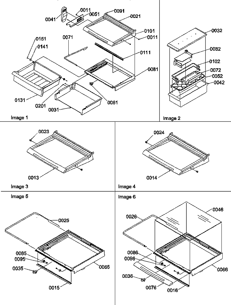 SHELVES, DELI, AND CRISPER ASSEMBLIES Diagram and Parts List for SBIE20TPE P1190708W E Amana Refrigerator