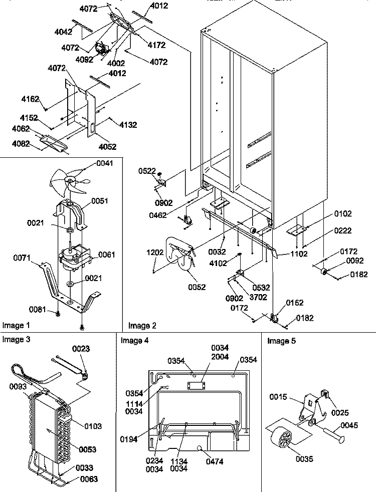 DRAIN SYSTEM, ROLLERS, AND EVAP ASSY Diagram and Parts List for SGD22TL P1303510W L Amana Refrigerator
