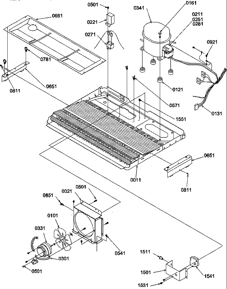 MACHINE COMPARTMENT Diagram and Parts List for SGD22TL P1303510W L Amana Refrigerator