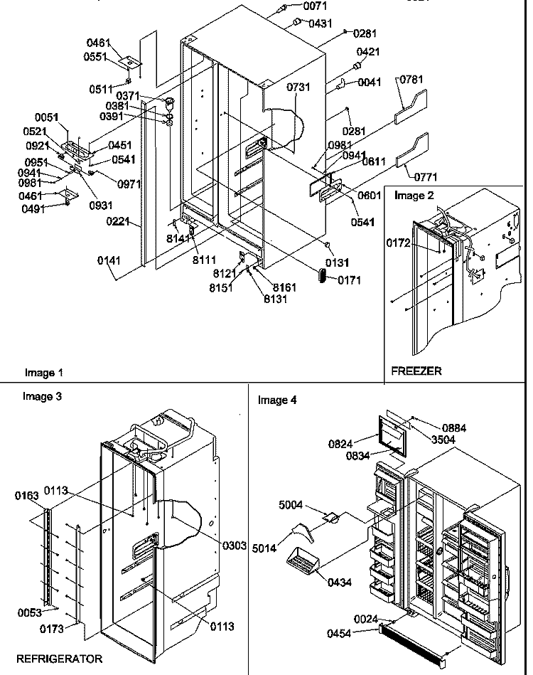 CABINET PARTS AND TOE GRILLE Diagram and Parts List for SRD520TE P1313101W E Amana Refrigerator
