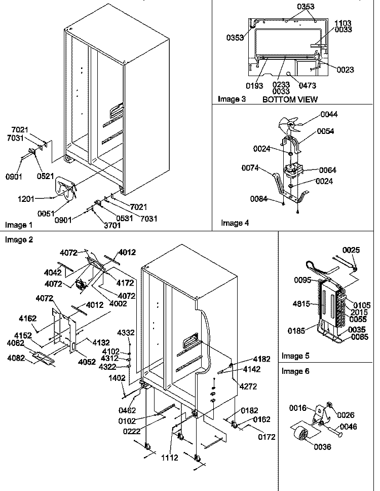 ROLLERS, HINGES, AND EVAP ASSEMBLIES Diagram and Parts List for SRD520TE P1313101W E Amana Refrigerator