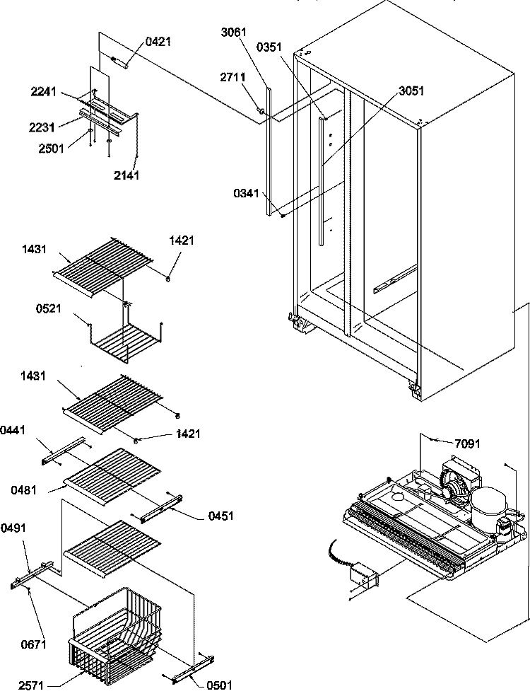 FZ SHELVES AND LIGHTS Diagram and Parts List for SX322S2W P1313801W W Amana Refrigerator
