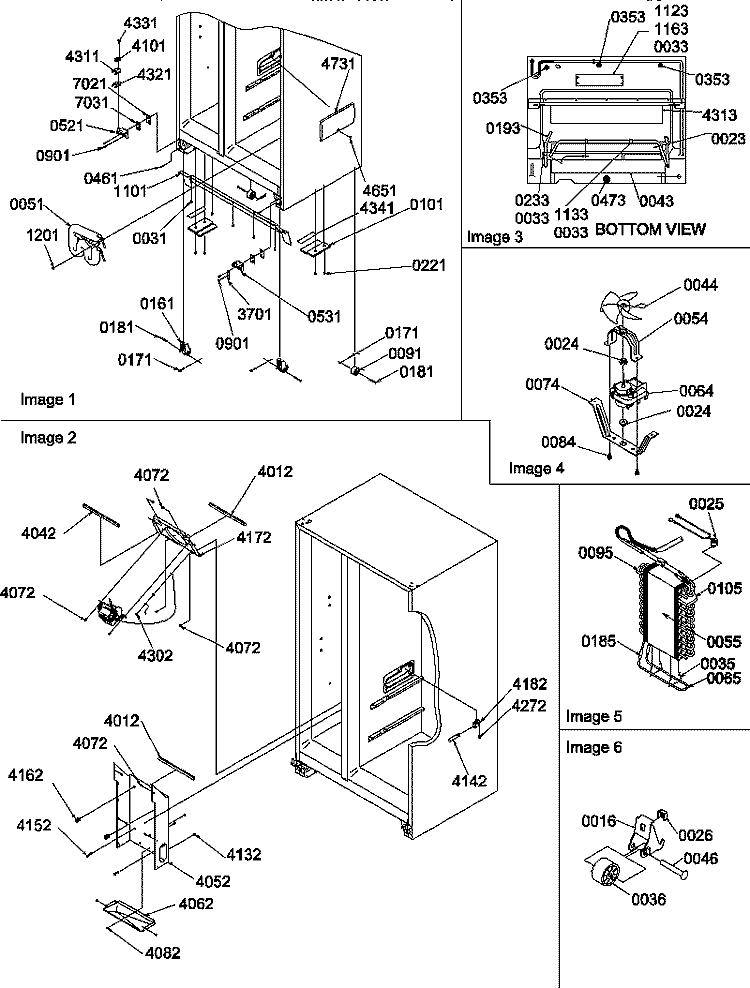 DRAIN SYSTEM, ROLLERS, AND EVAP ASSY Diagram and Parts List for SRD327S3W P1312502W W Amana Refrigerator
