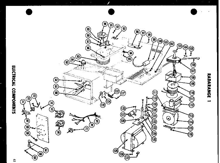 ELECTRICAL COMPONENTS Diagram and Parts List for RR-1  Amana Microwave