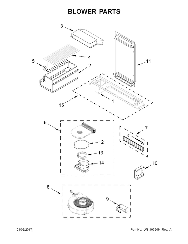Blower Parts Diagram and Parts List for JES1750FS0  Jenn-Air Range