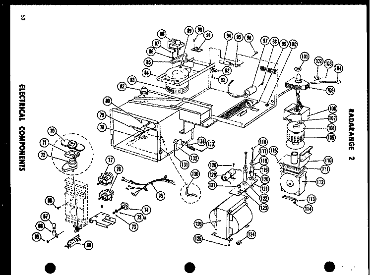 ELECTRICAL COMPONENTS Diagram and Parts List for RR-II  Amana Microwave