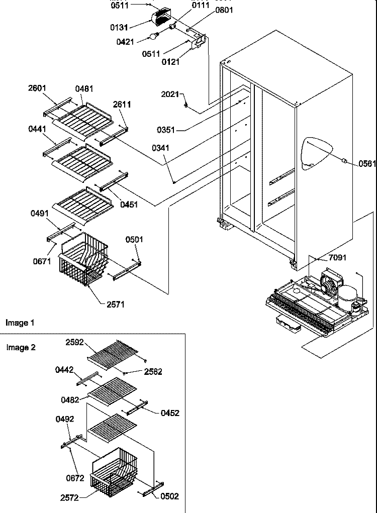 FZ SHELVES AND LIGHT Diagram and Parts List for SXD27TE P1302802W E Amana Refrigerator