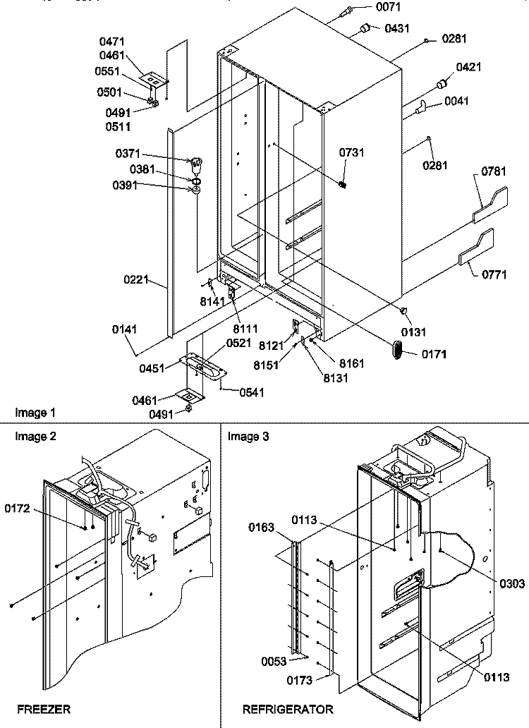 CABINET PARTS Diagram and Parts List for SXD27TE P1302802W E Amana Refrigerator