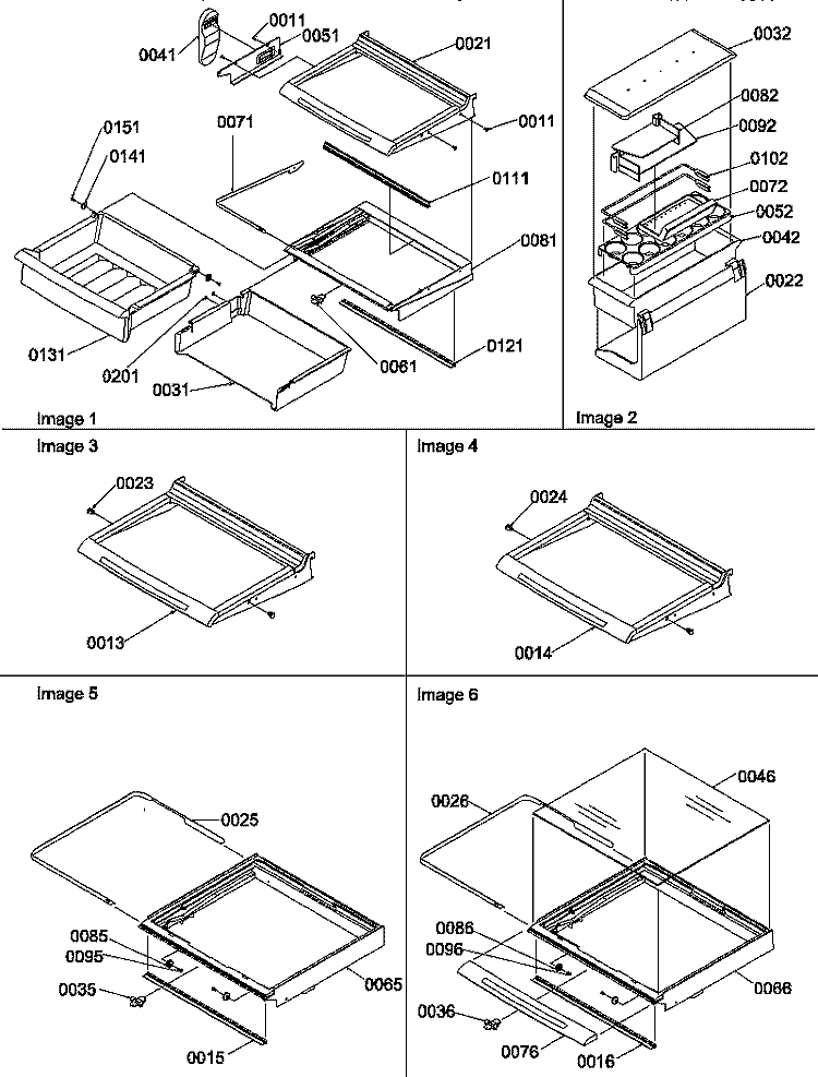 SHELVING, CRISPER ASSY & TOE GRILLE Diagram and Parts List for SRD27S2W P1190321W W Amana Refrigerator