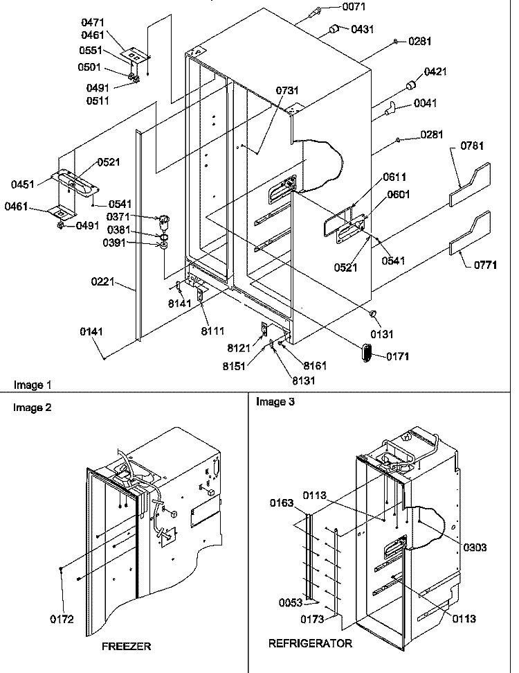 CABINET PARTS Diagram and Parts List for SRD27S2W P1190321W W Amana Refrigerator