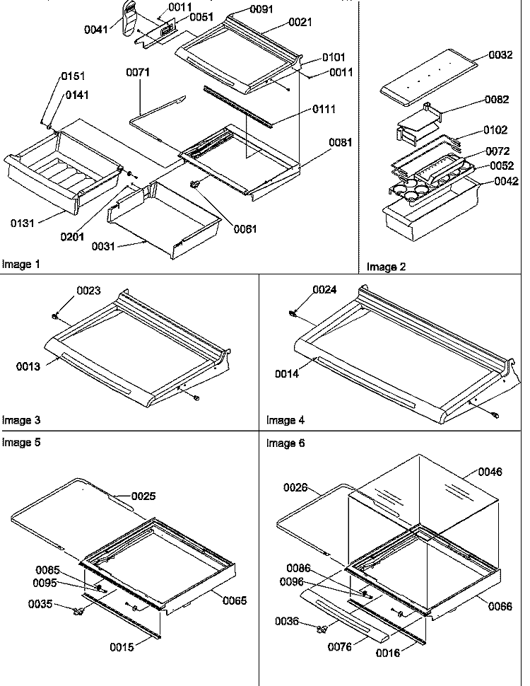 SHELVES, DELI, AND CRISPER ASSEMBLIES Diagram and Parts List for SBI20TPL P1190705W L Amana Refrigerator