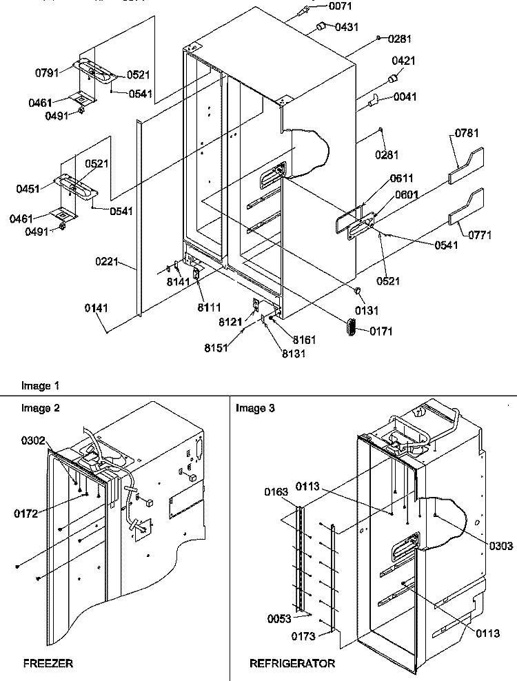 CABINET PARTS Diagram and Parts List for SBI20TPL P1190705W L Amana Refrigerator