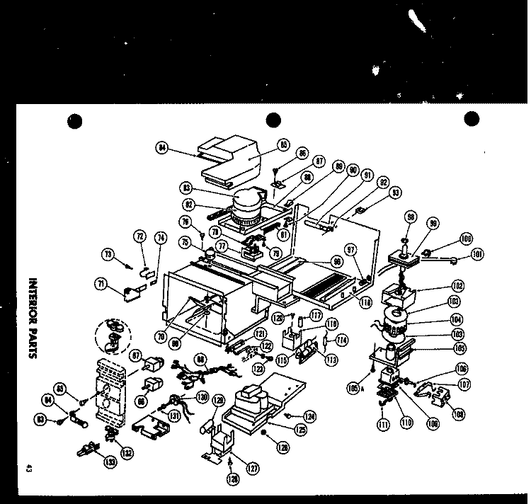 INTERIOR PARTS Diagram and Parts List for RR-3H P7110001M Amana Microwave