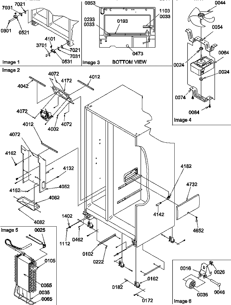 ROLLERS AND EVAP ASSEMBLIES Diagram and Parts List for SBI20TPL P1190705W L Amana Refrigerator