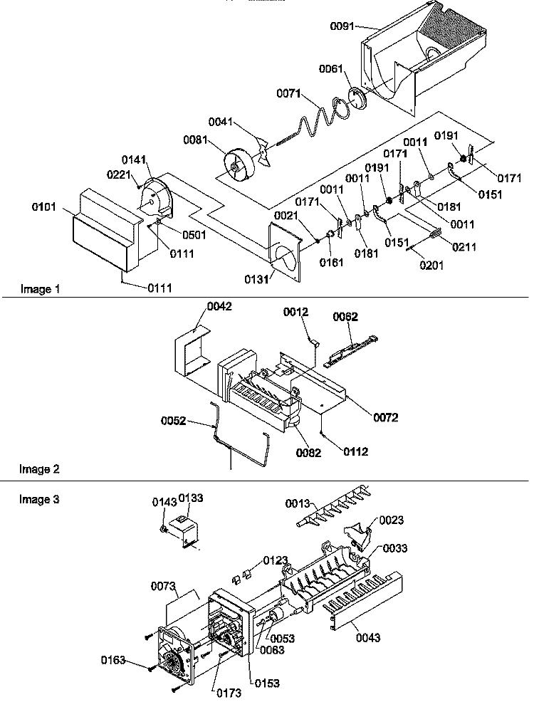ICE BUCKET AUGER AND ICE MAKER PARTS Diagram and Parts List for SRDE520TW P1312401W W Amana Refrigerator