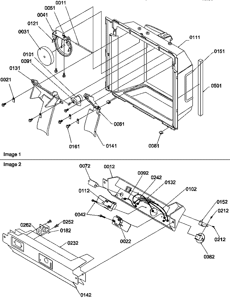 ICE / WATER CAVITY & ELEC BRKT ASSY Diagram and Parts List for SXD520TW P1313701W W Amana Refrigerator