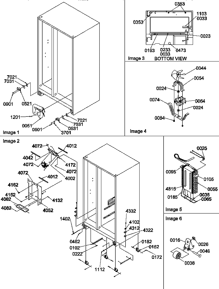 DRAIN SYSTEM, ROLLERS, AND EVAP ASSY Diagram and Parts List for SXD520TW P1313701W W Amana Refrigerator
