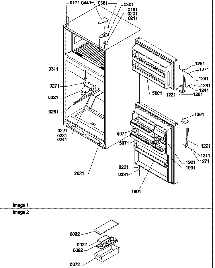 DOOR, HINGES AND ACCESSORIES Diagram and Parts List for TGI21VW P1310901W W Amana Refrigerator