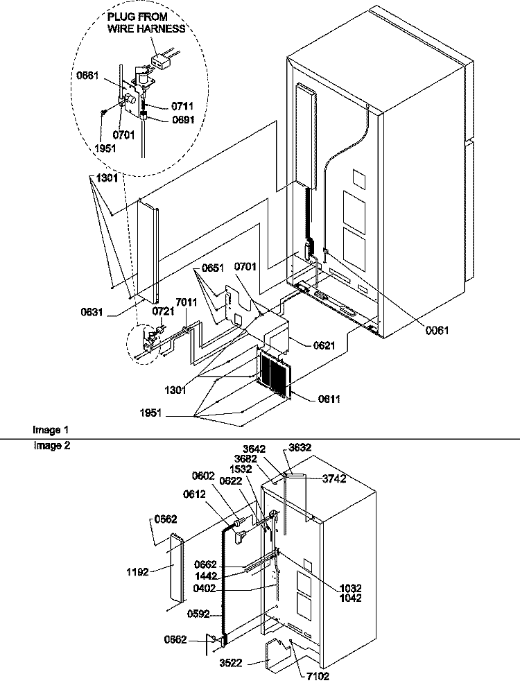 CABINET BACK Diagram and Parts List for TGI21VW P1310901W W Amana Refrigerator