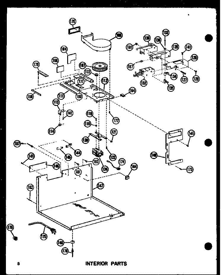 INTERIOR PARTS Diagram and Parts List for RR-9 P7324602M Amana Microwave