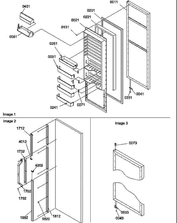 REF DOOR Diagram and Parts List for SQD25TW P1190427W W Amana Refrigerator