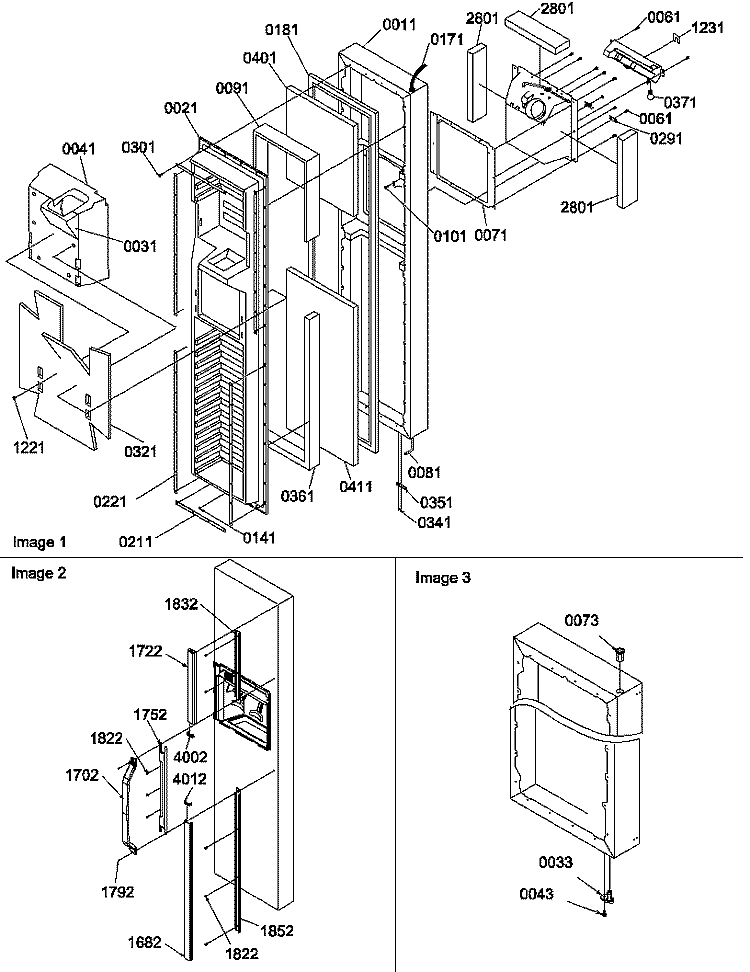 FZ DOOR Diagram and Parts List for SQD25TW P1190427W W Amana Refrigerator