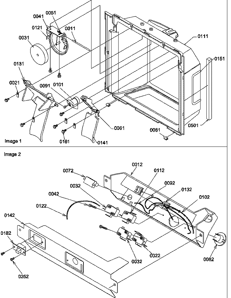 ICE & WATER CAVITY & ELEC BRKT ASSY Diagram and Parts List for SQD25TW P1190427W W Amana Refrigerator