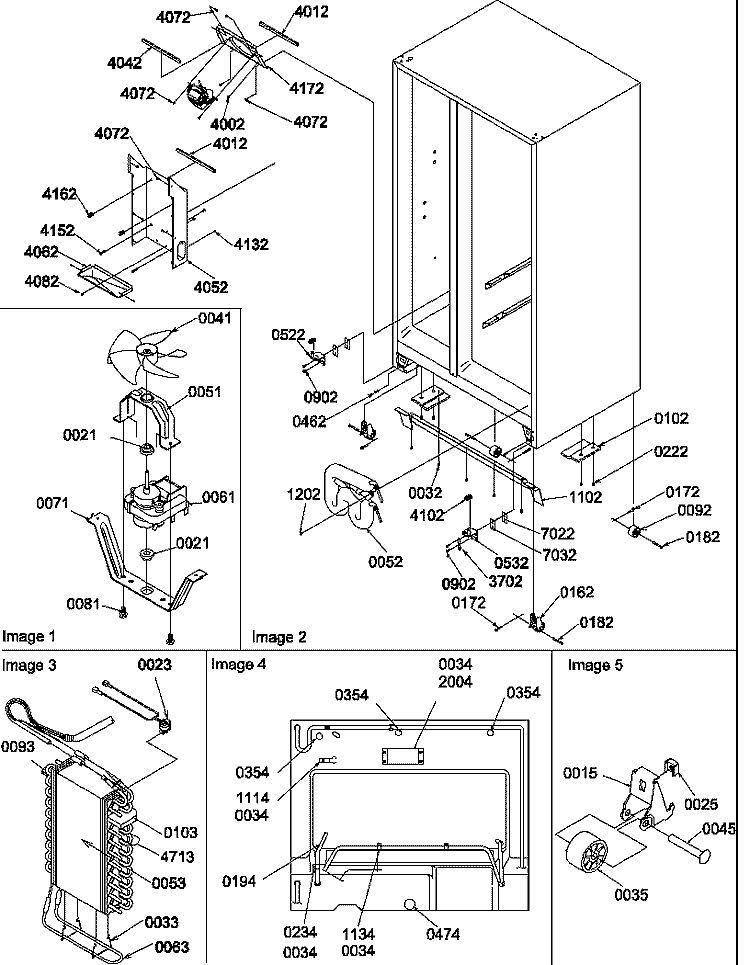 DRAIN SYSTEM, ROLLERS, AND EVAP ASSY Diagram and Parts List for SQD25TW P1190427W W Amana Refrigerator