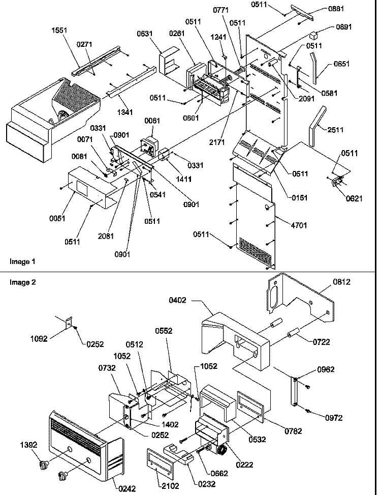 ICE MAKER / CONTROL ASSY Diagram and Parts List for SQD25TW P1190427W W Amana Refrigerator