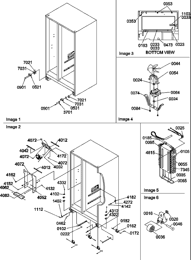 DRAIN SYSTEM, ROLLERS, AND EVAP ASSY Diagram and Parts List for SR520TW P1310101W Amana Refrigerator