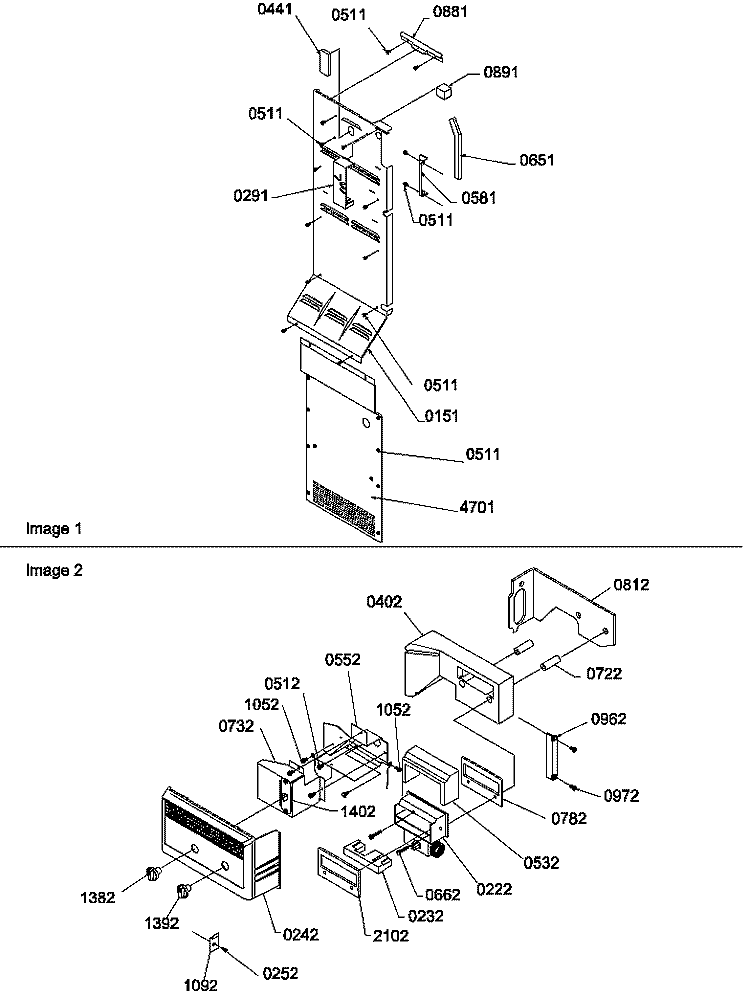 CONTROL ASSY Diagram and Parts List for SR520TW P1310101W Amana Refrigerator