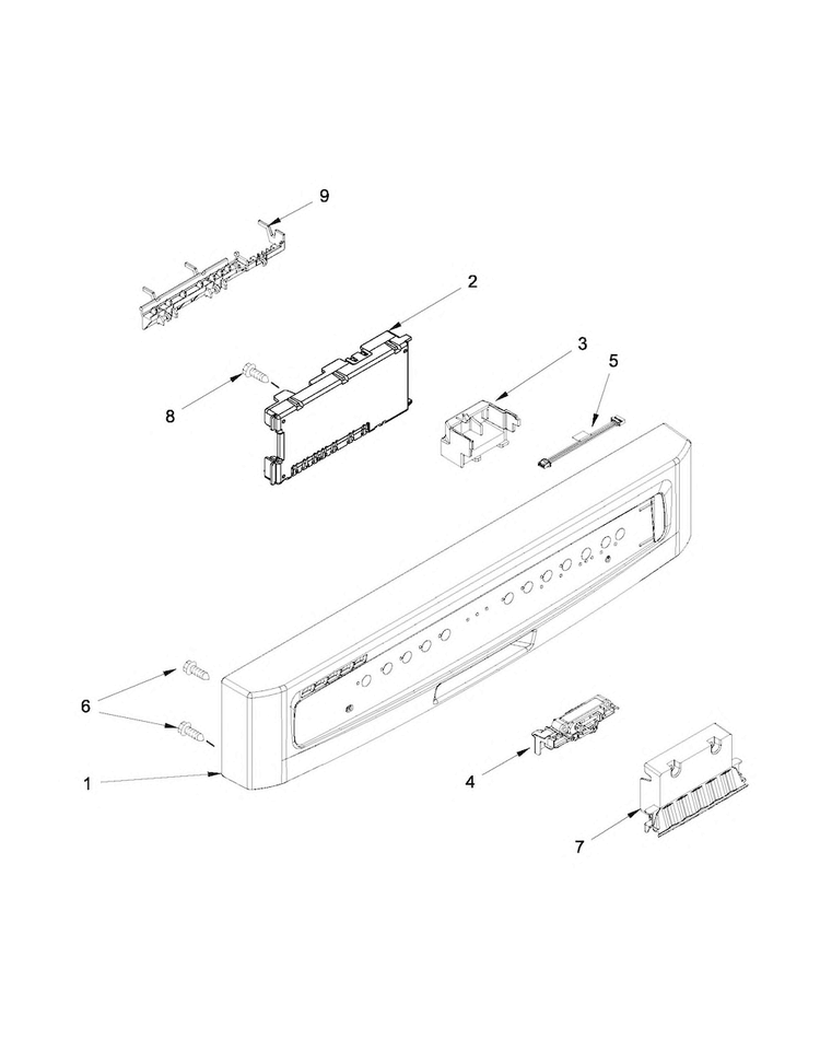 Control Panel And Latch Parts Diagram and Parts List for MDB4709PAB3  Maytag Dishwasher