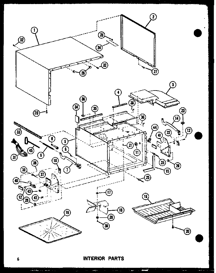 INTERIOR PARTS Diagram and Parts List for RR-9T P7354101M Amana Microwave