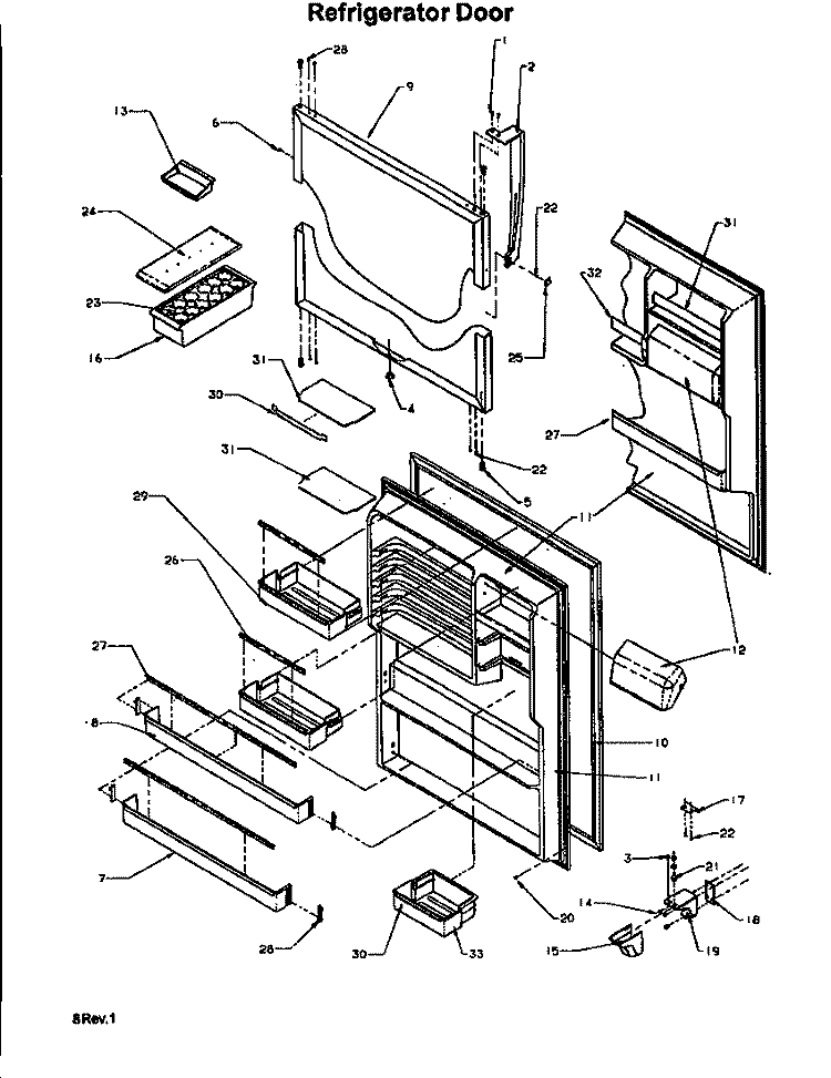 REF DOOR Diagram and Parts List for TA18S2W P1194501W W Amana Refrigerator