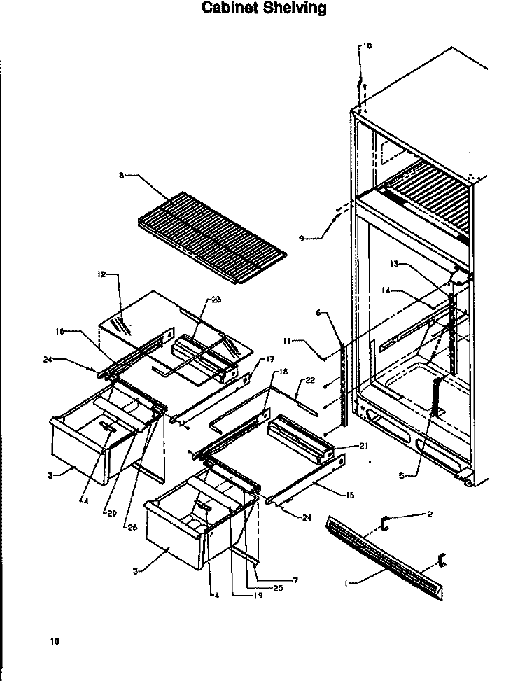 CABINET SHELVING Diagram and Parts List for TA18S2W P1194501W W Amana Refrigerator