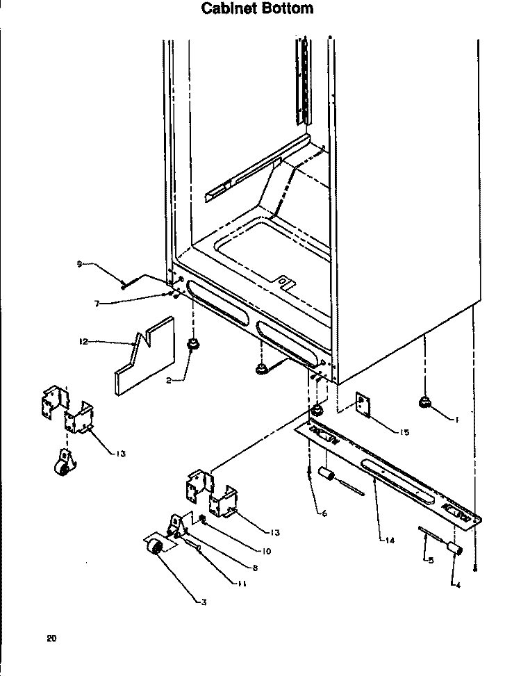 CABINET BOTTOM Diagram and Parts List for TA18S2W P1194501W W Amana Refrigerator