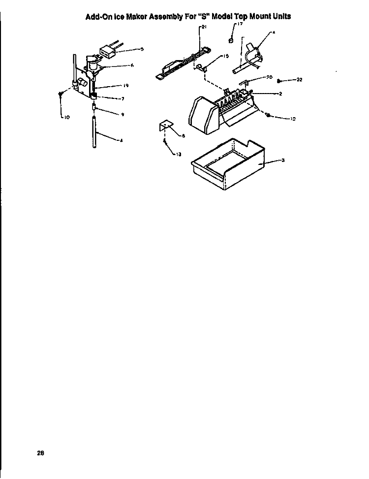 ADD - ON ICE MAKER Diagram and Parts List for TA18S2W P1194501W W Amana Refrigerator