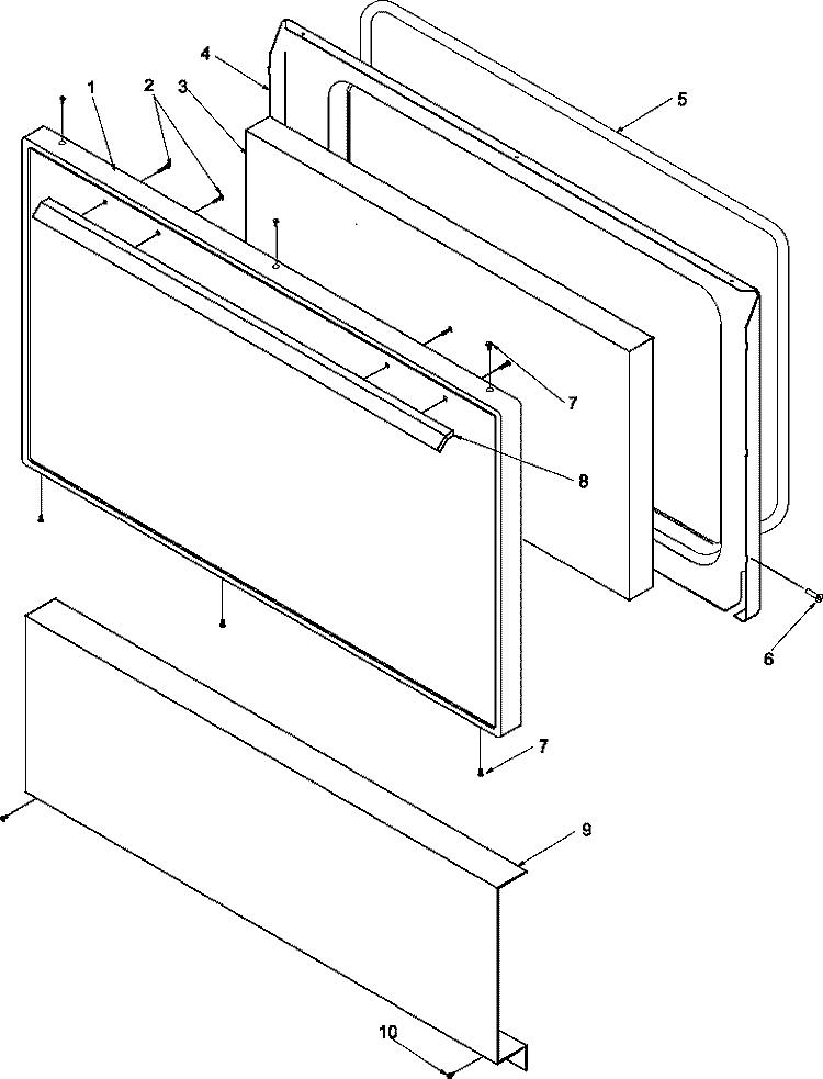 OVEN DOOR AND DECORATIVE PANEL Diagram and Parts List for ARR3100NL P1143494N L Amana Range